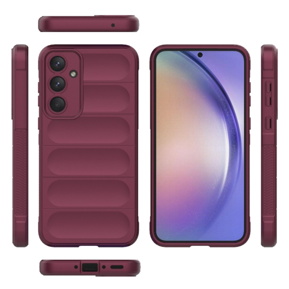Husa pentru Samsung Galaxy A54, SKYDDAR INNOVATION, Magic Shield, din Silicon Mat, set cu sticker, Bordo - 1 | YEO
