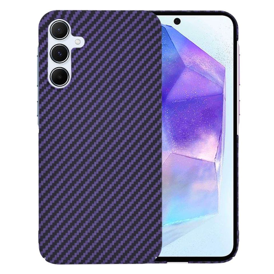 Husa pentru Samsung Galaxy A55 5G, SKYDDAR INNOVATION, Carbonite FiberShell, Mov, set cu sticker - 1 | YEO