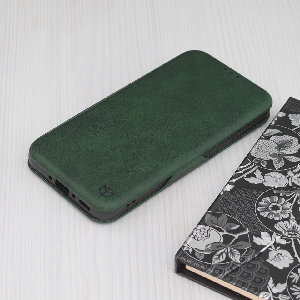 Husa pentru Samsung Galaxy A55 5G, SKYDDAR INNOVATION, Safe Wallet tip carte din Piele Ecologica, Suport Carduri, Inchidere Magnetica, Verde, set cu sticker - 3 | YEO