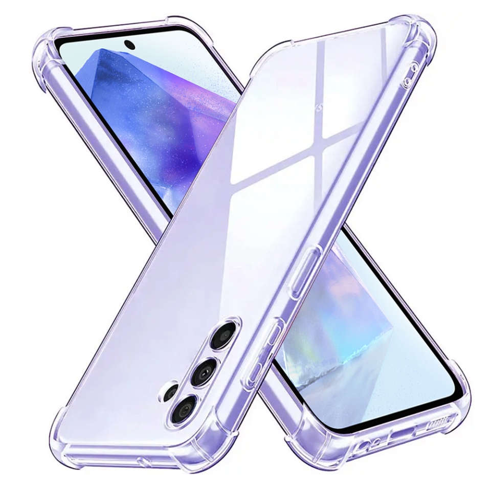 Husa pentru Samsung Galaxy A55 5G , SKYDDAR INNOVATION, Shockproof Clear din Silicon Slim, Transparenta, set cu sticker