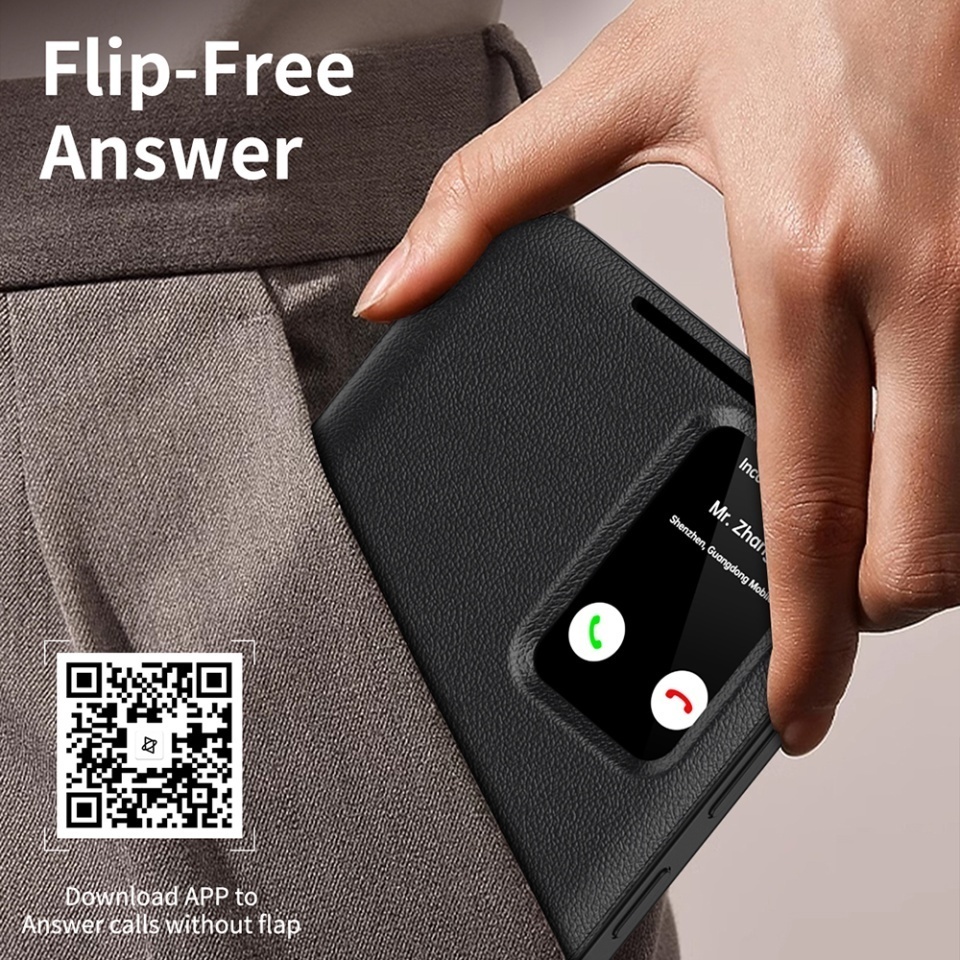 Husa pentru Samsung Galaxy A55 5G tip carte, Skyddar, cu portofel si SmartView, Premium, set cu sticker, Negru - 7