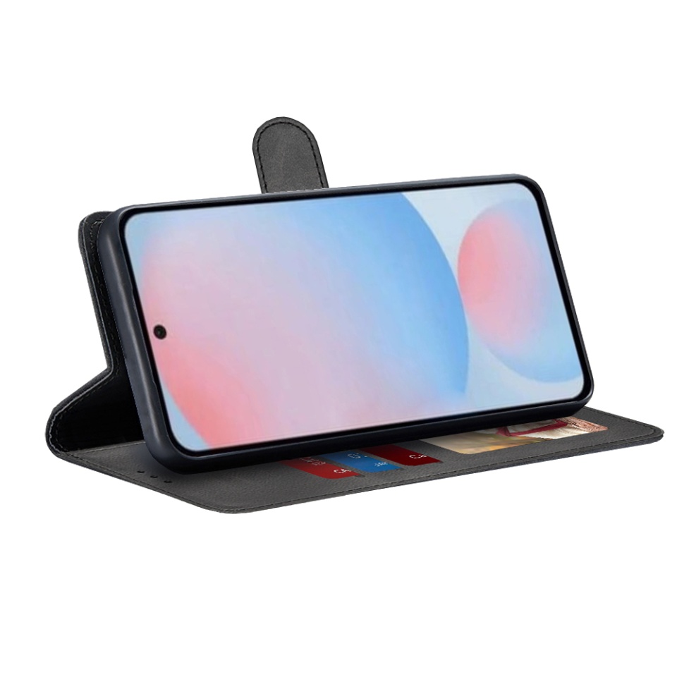 Husa pentru Samsung Galaxy A56 5G, SKYDDAR INNOVATION, Diary Book, tip carte, cu Portofel Interior, Antisoc, Negru, set cu sticker - 1 | YEO