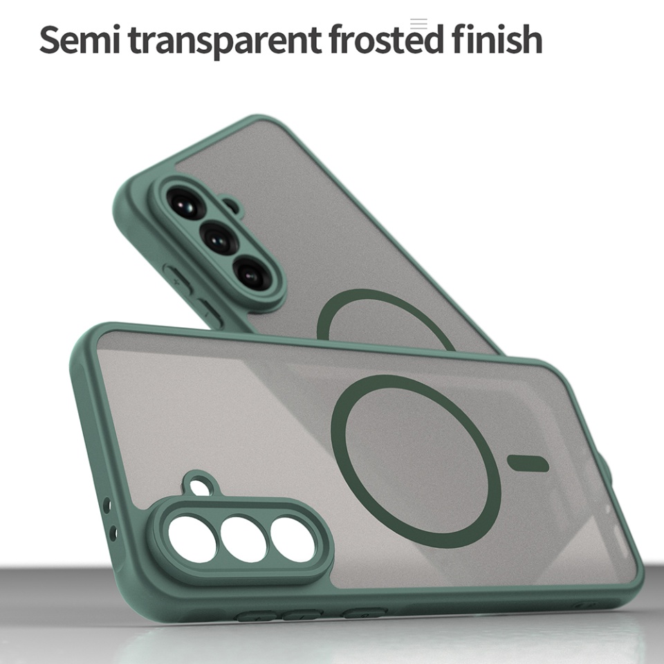 Husa pentru Samsung Galaxy A56 5G, SKYDDAR INNOVATION, HaloFrost MagSafe II, Antisoc, set cu sticker, Verde - 2 | YEO