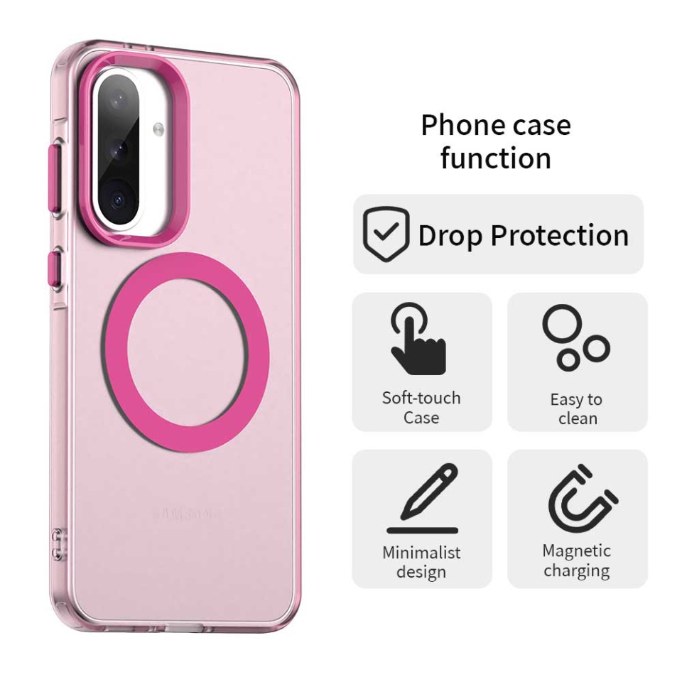 Husa pentru Samsung Galaxy A56 5G, SKYDDAR INOVATION, CandyCase, Magsafe, set cu sticker, Roz - 3 | YEO