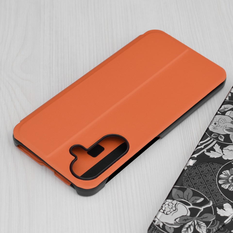 Husa pentru Samsung Galaxy A56 5G tip carte, Eco View Leather - Portocaliu - 1 | YEO