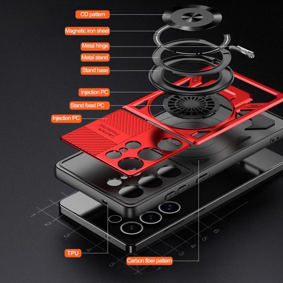 Husa pentru Samsung Galaxy S20 FE, SKYDDAR INNOVATION, RuggedCam, Inel magnetic antisoc, set cu sticker, Gri - 1 | YEO