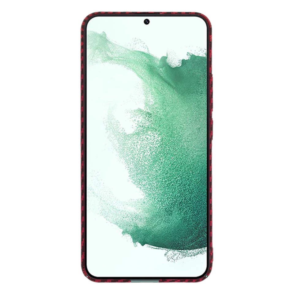 Husa pentru Samsung Galaxy S22 Plus 5G, SKYDDAR INNOVATION, textura carbon, Carbonite FiberShell, set cu sticker, Rosu, - 1 | YEO