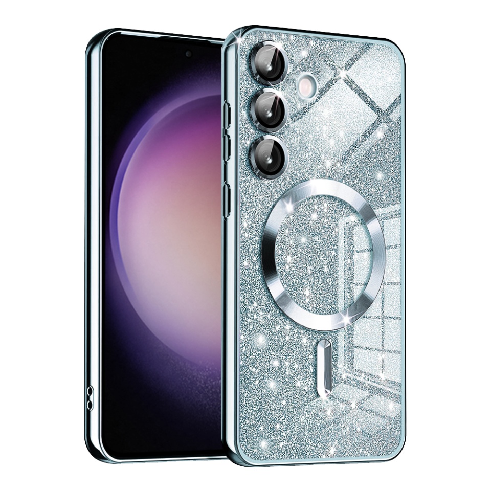 Husa pentru Samsung Galaxy S23 FE Design Antisoc, Fundal Detasabil 2-in-1, Protectie Superioara, Margini Ridicate, SKDR Glitter - Bleu