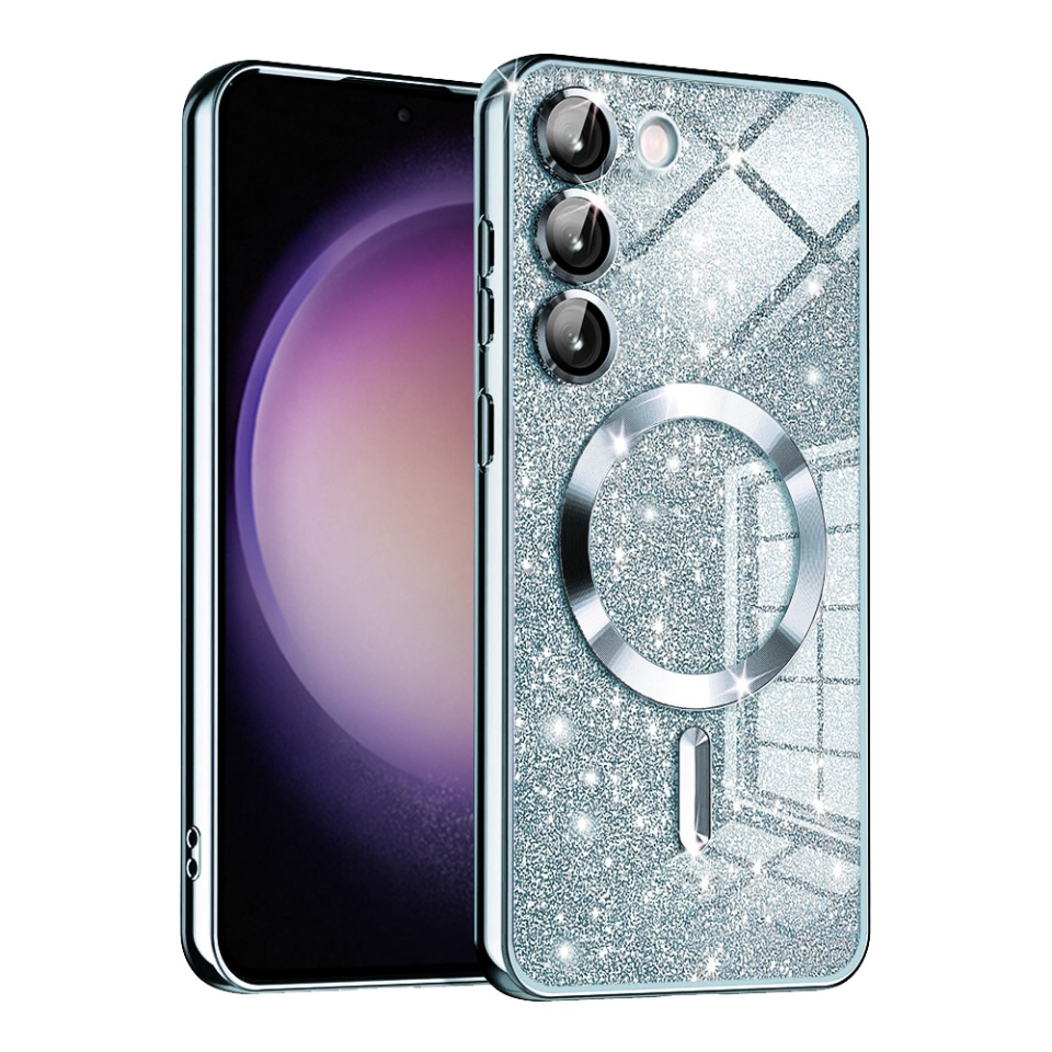 Husa pentru Samsung Galaxy S23 Plus Design Antisoc, Fundal Detasabil 2-in-1, Protectie Superioara, Margini Ridicate, SKDR Glitter - Bleu
