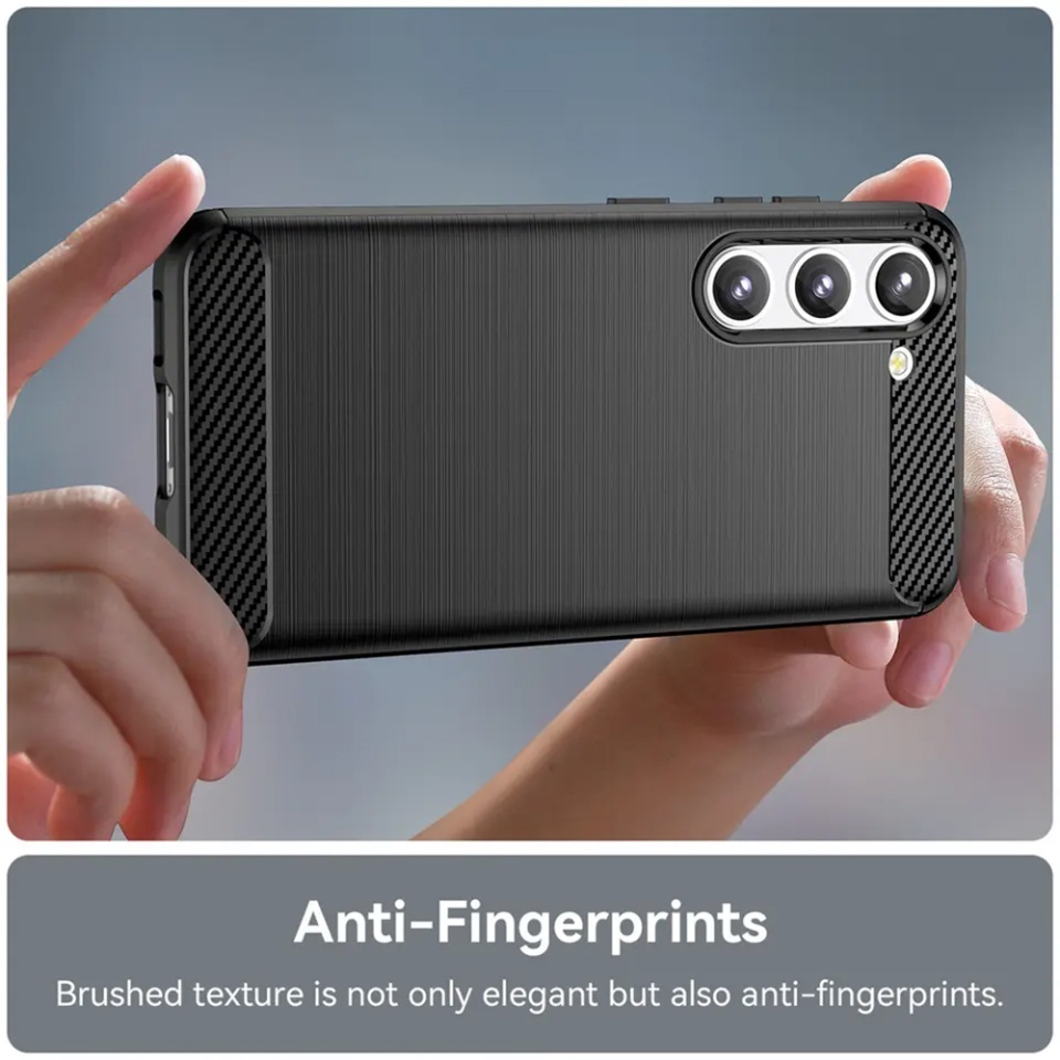 Husa pentru Samsung Galaxy S23 Plus, SKYDDAR INNOVATION, Carbon Silicone, din Silicon Slim, cu textura Fibra Carbon, set cu sticker, Negru - 3 | YEO