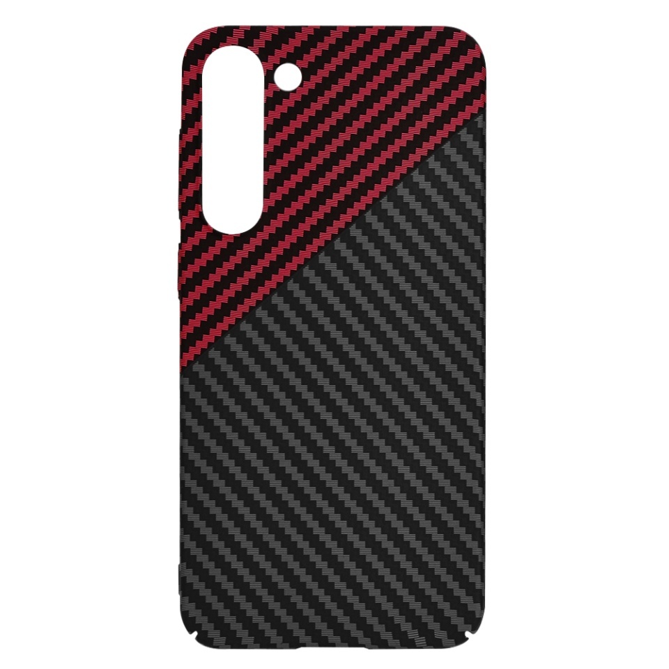 Husa pentru Samsung Galaxy S23 Plus, SKYDDAR INNOVATION, textura carbon, Carbonite FiberShell, set cu sticker, Rosu inchis, - 3 | YEO