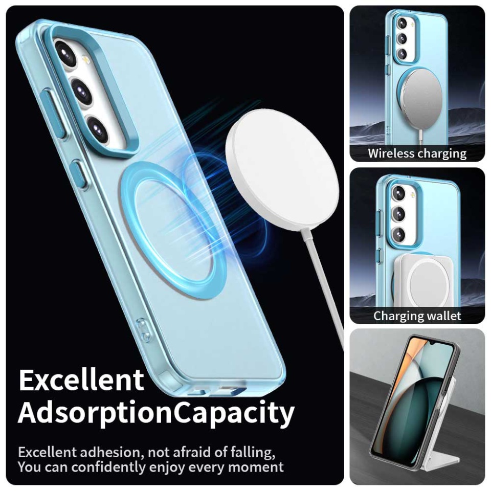 Husa pentru Samsung Galaxy S23 Plus, SKYDDAR INOVATION, CandyCase, Magsafe, set cu sticker, Albastru - 3 | YEO