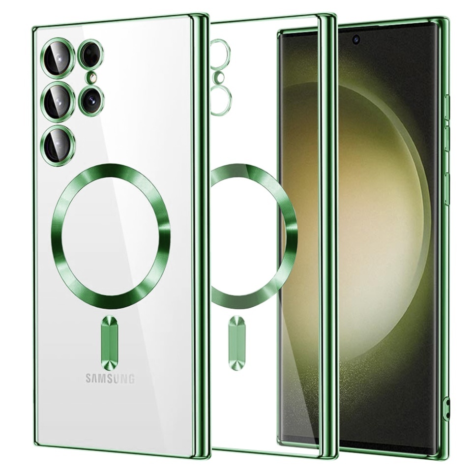 Husa pentru Samsung Galaxy S23 Ultra, SKYDDAR INNOVATION, Luxury Shield Magsafe, Protectie Antisoc, set cu sticker, Verde deschis
