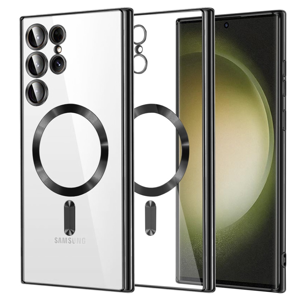 Husa pentru Samsung Galaxy S23 Ultra, SKYDDAR INNOVATION, Luxury Shield Magsafe, Protectie Antisoc, set cu sticker, Negru