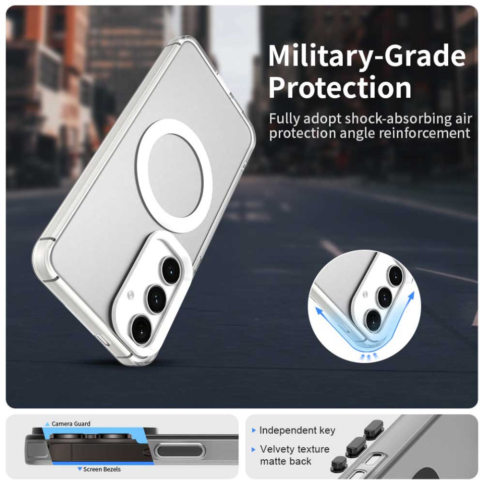 Husa pentru Samsung Galaxy S24 Plus / Galaxy S25 Plus, SKYDDAR INOVATION, CandyCase, Magsafe, set cu sticker, Alb - 1 | YEO