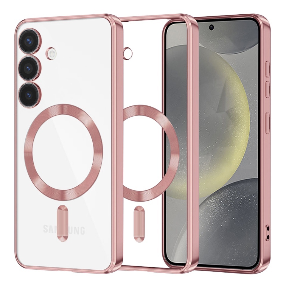 Husa pentru Samsung Galaxy S24, SKYDDAR INNOVATION, Luxury Shield Magsafe, Protectie Antisoc, set cu sticker, Roz