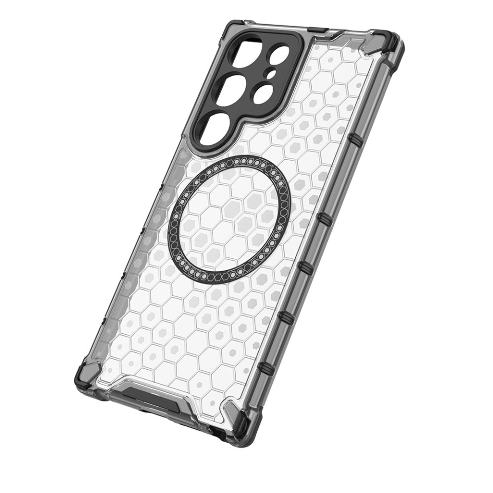 Husa pentru Samsung Galaxy S24 Ultra, SKYDDAR INNOVATION, HoneyComb Shield MagSafe, Alb, set cu sticker - 2 | YEO