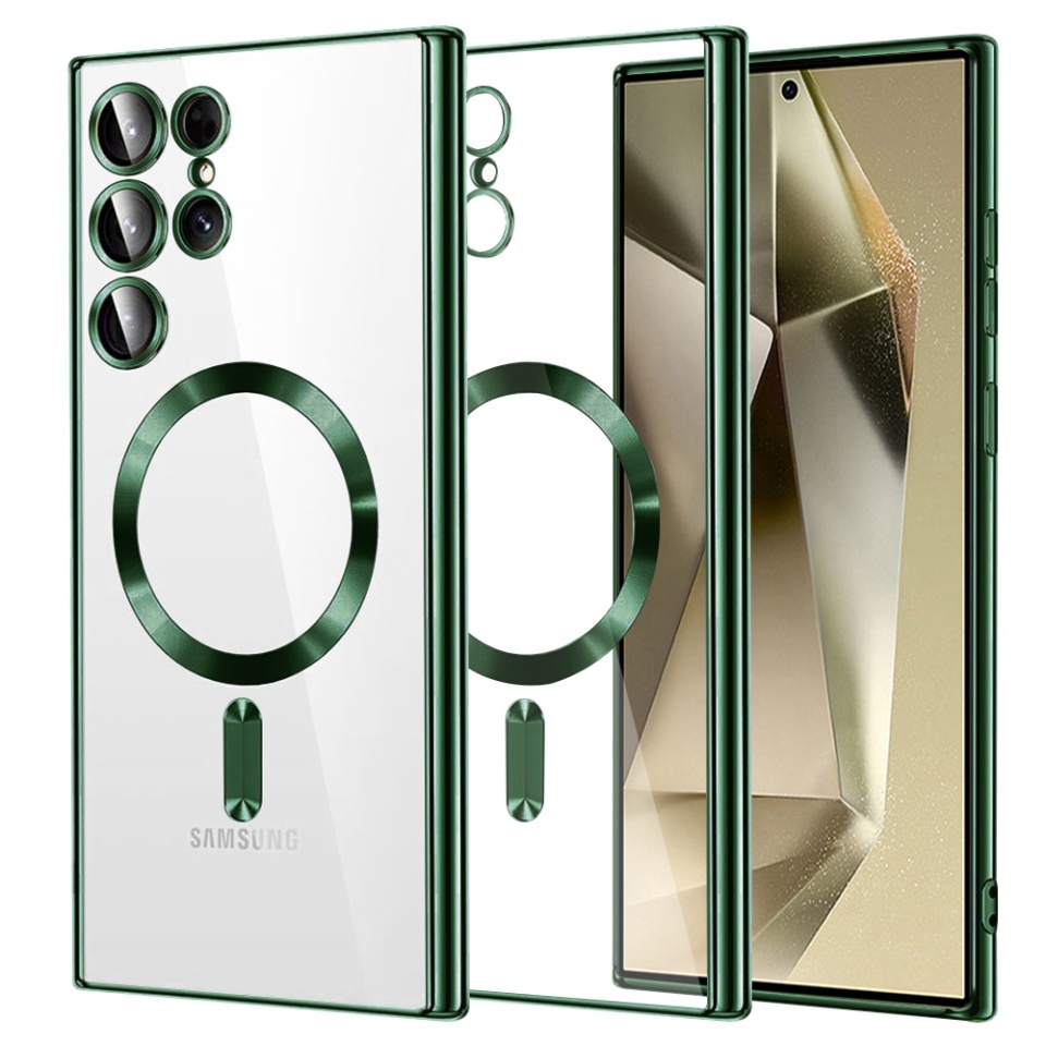 Husa pentru Samsung Galaxy S24 Ultra, SKYDDAR INNOVATION, Luxury Shield Magsafe, Protectie Antisoc, set cu sticker, Verde inchis