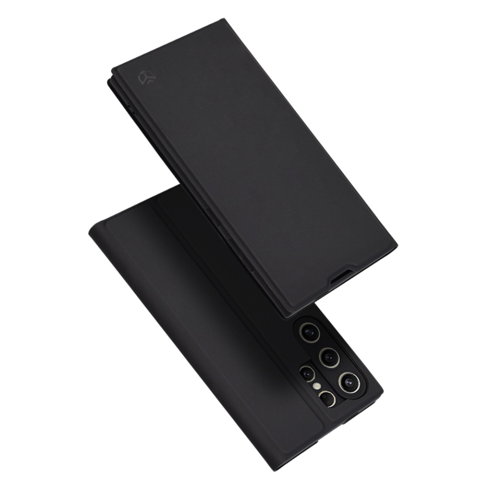Husa pentru Samsung Galaxy S24 Ultra, SKYDDAR INNOVATION, Magskin Book, tip Carte cu Portofel Interior, set cu sticker, Negru