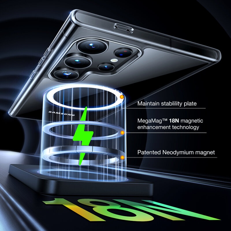 Husa pentru Samsung Galaxy S24 Ultra, SKYDDAR INNOVATION, Shockproof MagSafe, Transparenta, set cu sticker - 2 | YEO