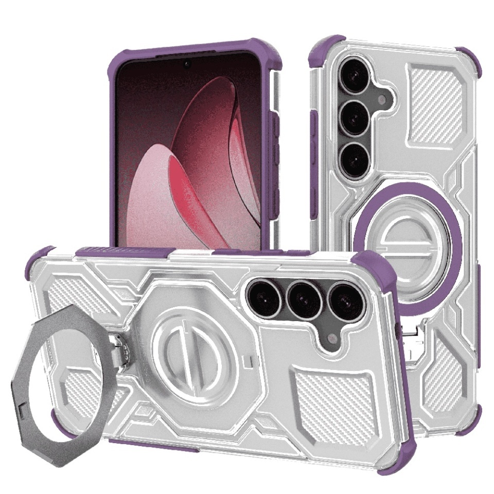 Husa pentru Samsung Galaxy S25, Antisoc, SKYDDAR INOVATION, Carbon Shield PRO, Magsafe, set cu sticker, Mov