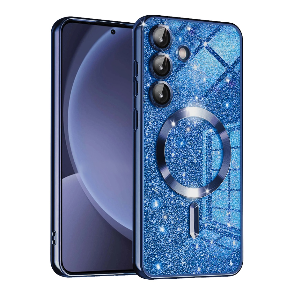 Husa pentru Samsung Galaxy S25 Design Antisoc, Fundal Detasabil 2-in-1, Protectie Superioara, Margini Ridicate, SKDR Glitter - Albastru