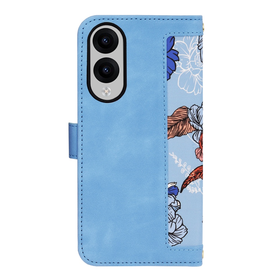 Husa pentru Samsung Galaxy S25 Edge, SKYDDAR INNOVATION, Floral Wallet, din Piele Ecologică cu Design Floral, Protecție 360°, Stand Integrat, Buzunare pentru Carduri, Bleu, set cu sticker - 2 | YEO