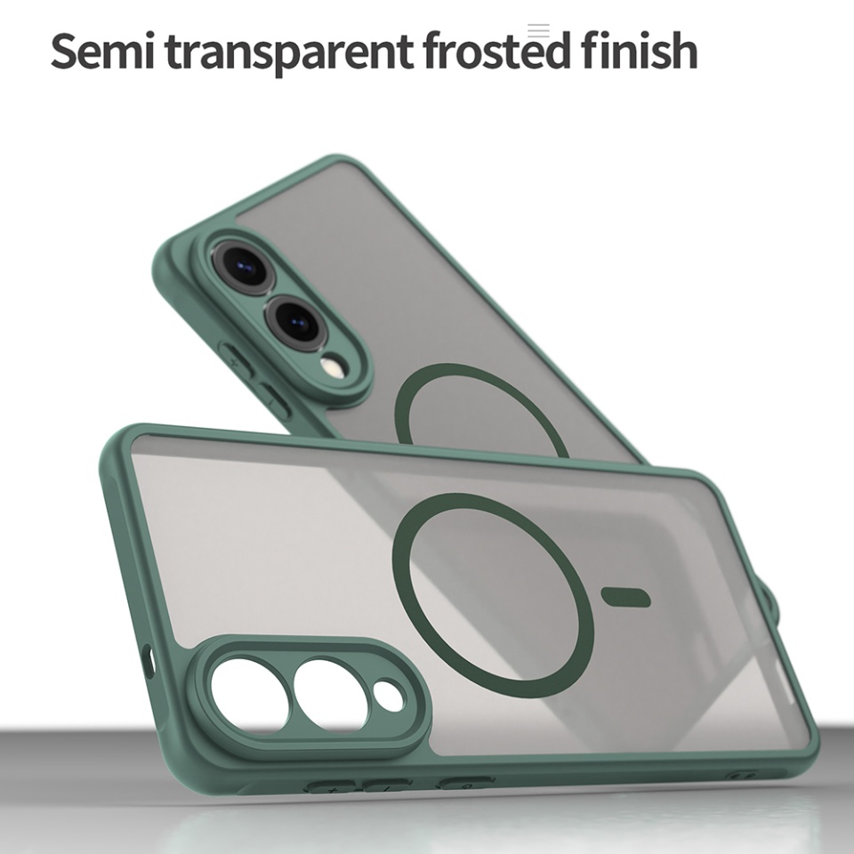 Husa pentru Samsung Galaxy S25 Edge, SKYDDAR INNOVATION, HaloFrost MagSafe II, Antisoc, set cu sticker, Verde - 2 | YEO