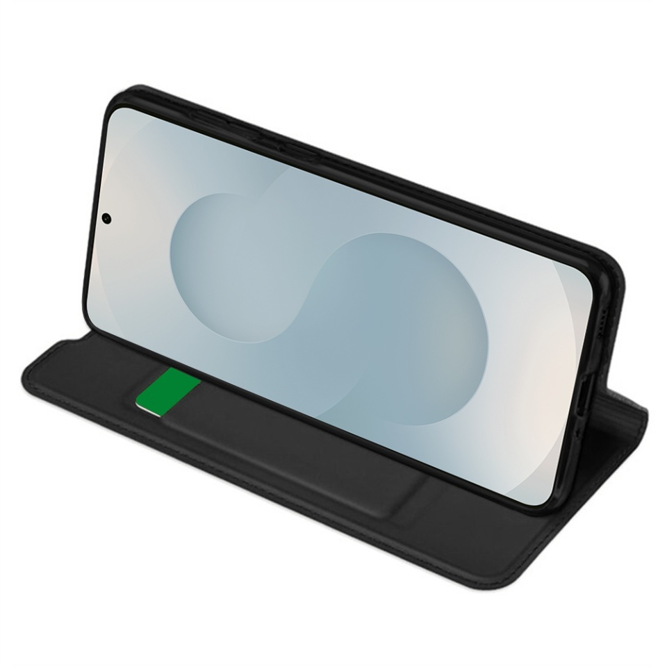 Husa pentru Samsung Galaxy S25 Edge, SKYDDAR INNOVATION, Magskin Book, tip Carte cu Portofel Interior, set cu sticker, Negru - 1 | YEO