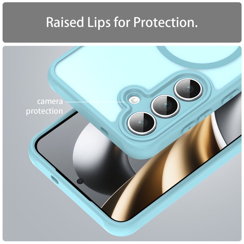 Husa pentru Samsung Galaxy S25 FE, SKYDDAR INNOVATION, HaloFrost MagSafe II, Antisoc, set cu sticker, Verde menta - 3 | YEO