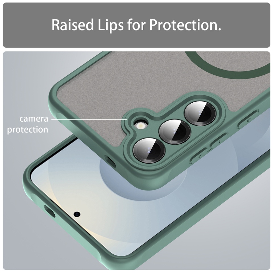 Husa pentru Samsung Galaxy S25 FE, SKYDDAR INNOVATION, HaloFrost MagSafe II, Antisoc, set cu sticker, Verde - 3 | YEO