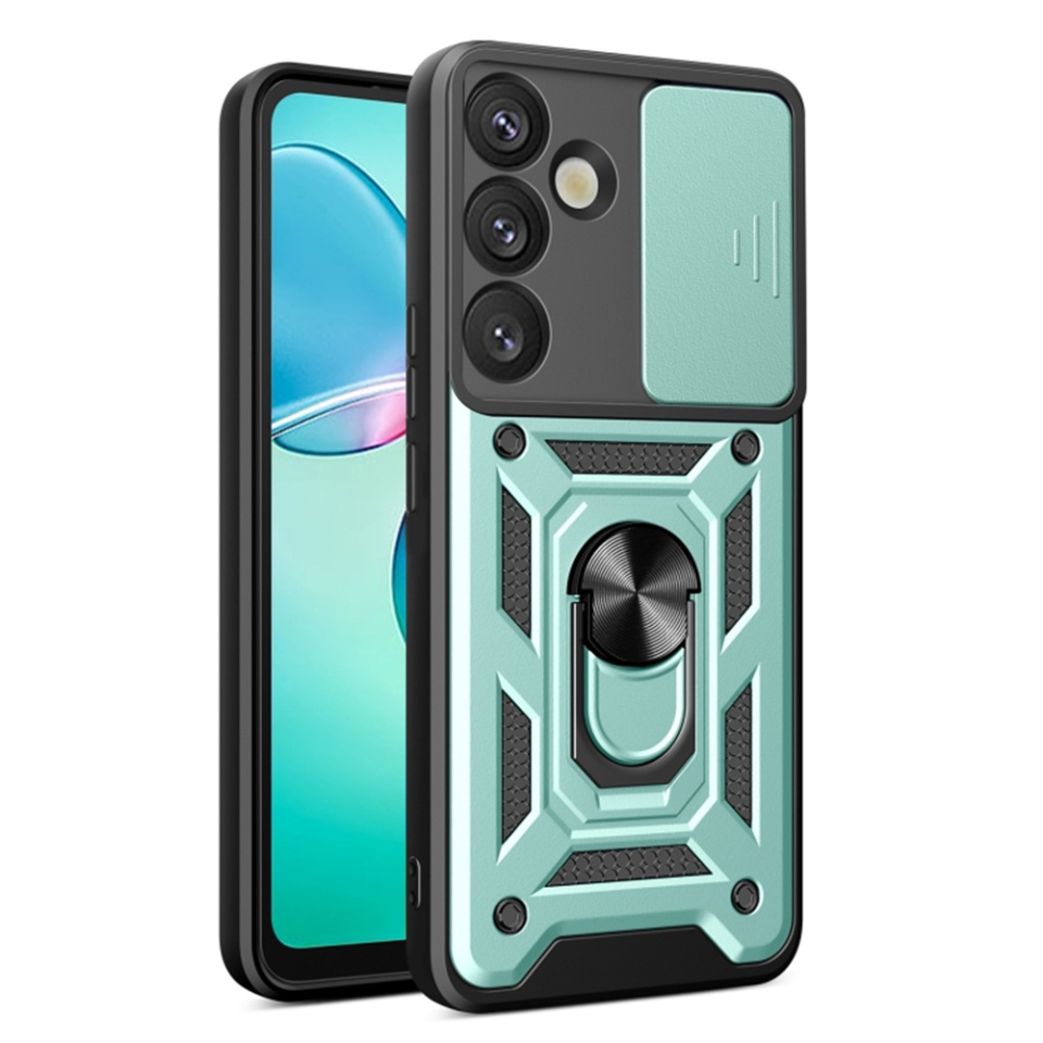 Husa pentru Samsung Galaxy S25 Plus cu inel magnetic si protectie camera Skyddar CamShield - Verde