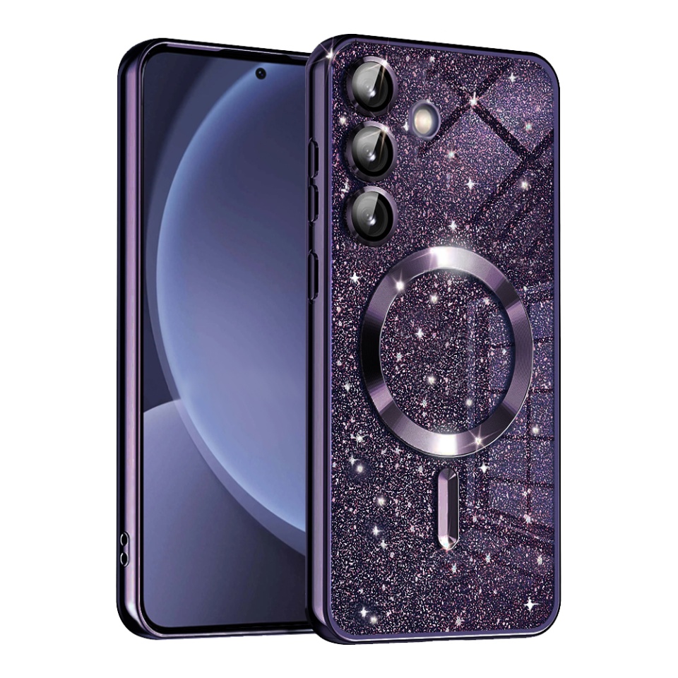 Husa pentru Samsung Galaxy S25 Plus Design Antisoc, Fundal Detasabil 2-in-1, Protectie Superioara, Margini Ridicate, SKDR Glitter - Mov