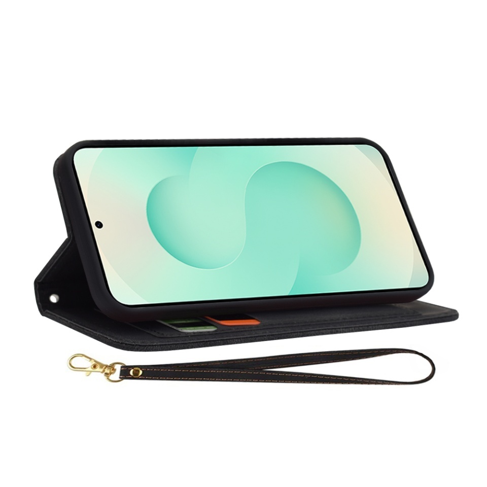 Husa pentru Samsung Galaxy S25 Plus, SKYDDAR INNOVATION, Flipcraft din Piele Ecologică, Stand Integrat, Buzunare pentru Carduri, set cu sticker, Negru - 3 | YEO