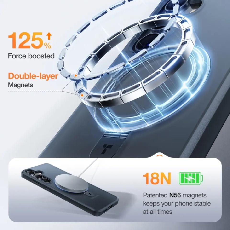 Husa pentru Samsung Galaxy S25 Plus, Torras Ostand MagSafe, Negru - 3 | YEO