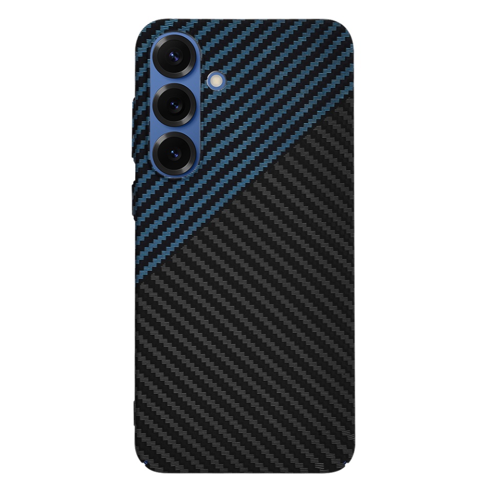 Husa pentru Samsung Galaxy S25, SKYDDAR INNOVATION, Carbonite FiberShell, Bleu, set cu sticker - 3 | YEO