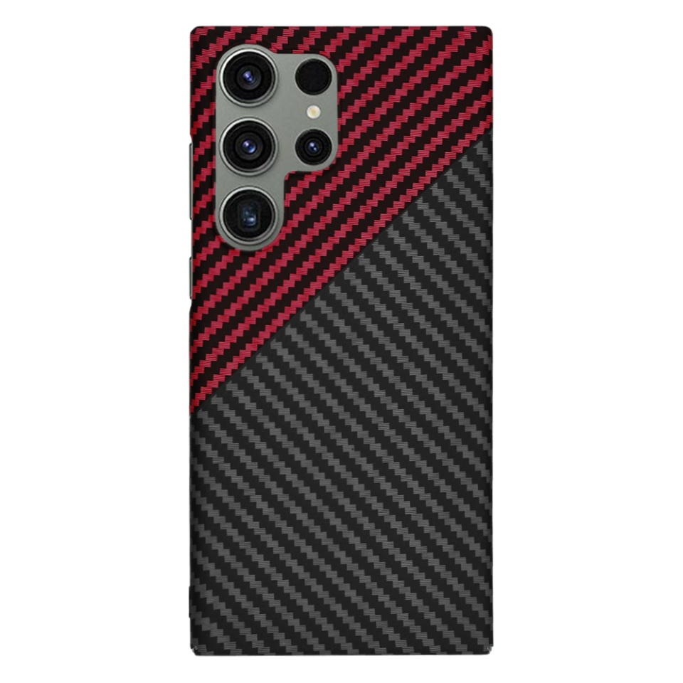 Husa pentru Samsung Galaxy S25 Ultra, Finisaj Premium cu Textura de Carbon, Design Elegant, SKDR CarbonFlex - Rosu inchis - 3 | YEO