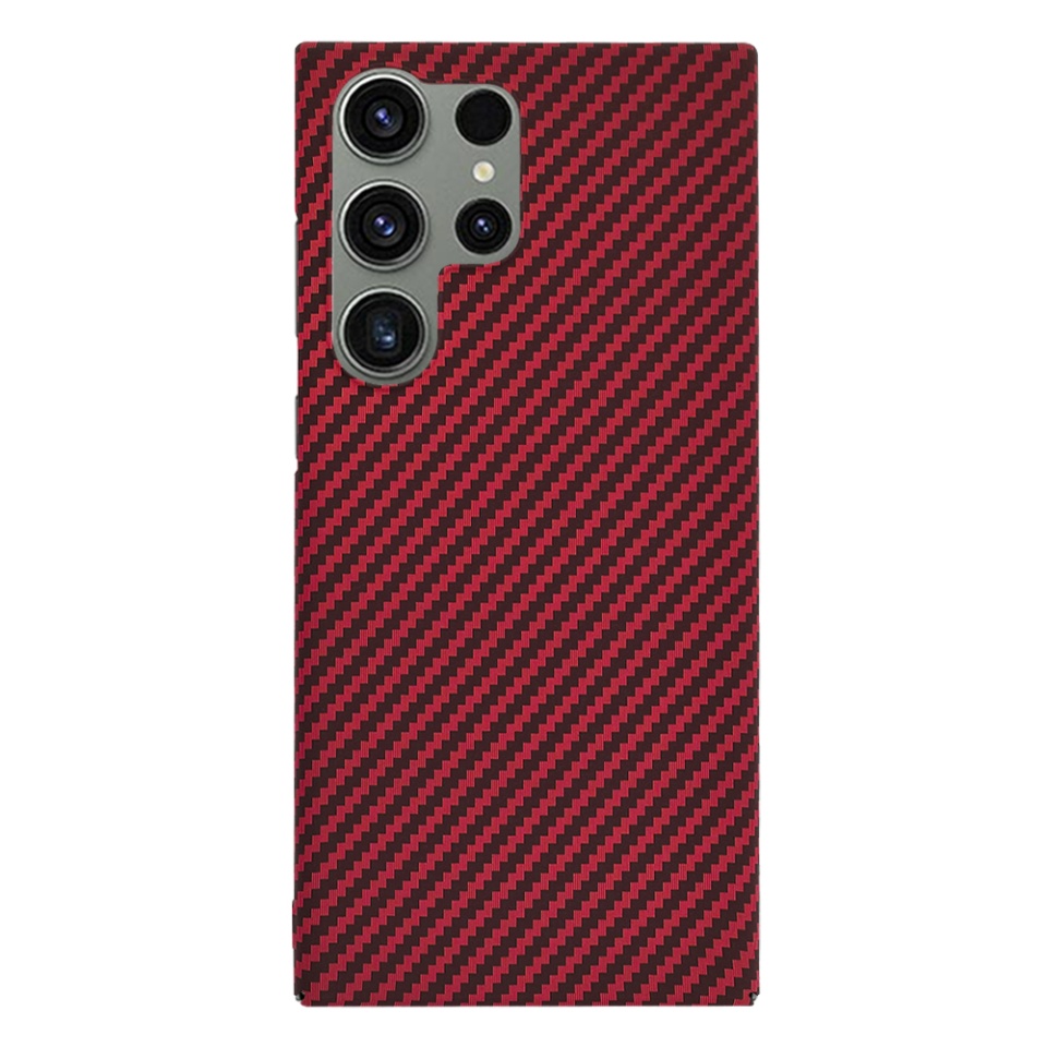 Husa pentru Samsung Galaxy S25 Ultra, Finisaj Premium cu Textura de Carbon, Design Elegant, SKDR CarbonFlex - Rosu - 3 | YEO