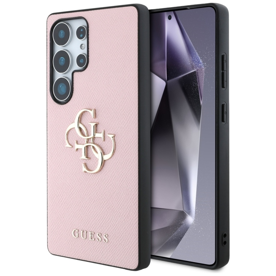 Husa pentru Samsung Galaxy S25 Ultra, Guess, Hardcase Grained Big and Classic, Roz