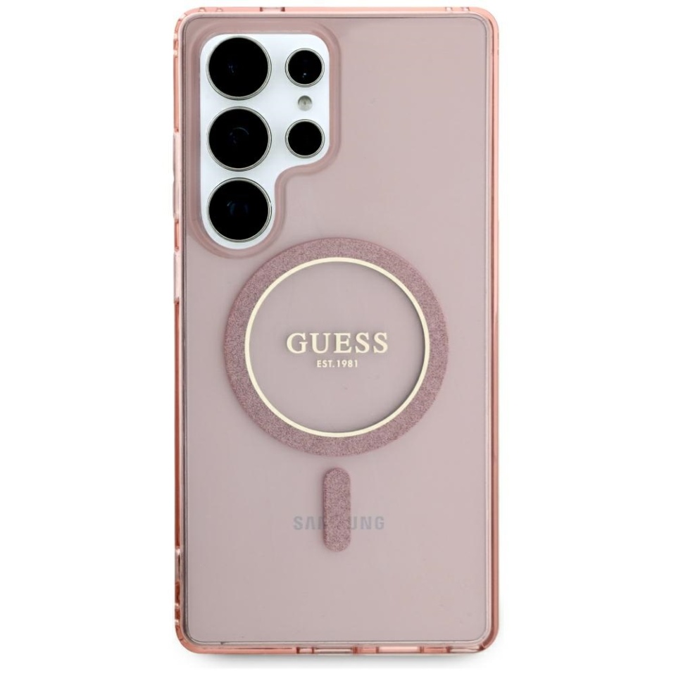 Husa pentru Samsung Galaxy S25 Ultra IML Glitter Circle MagSafe, Guess - Roz - 1 | YEO
