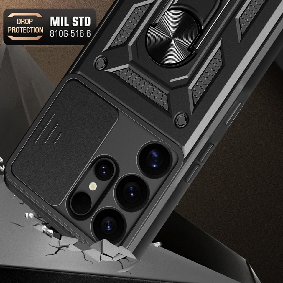 Husa pentru Samsung Galaxy S25 Ultra, SKYDDAR INNOVATION, CamShield, Inel magnetic, set cu sticker, Roz - 5