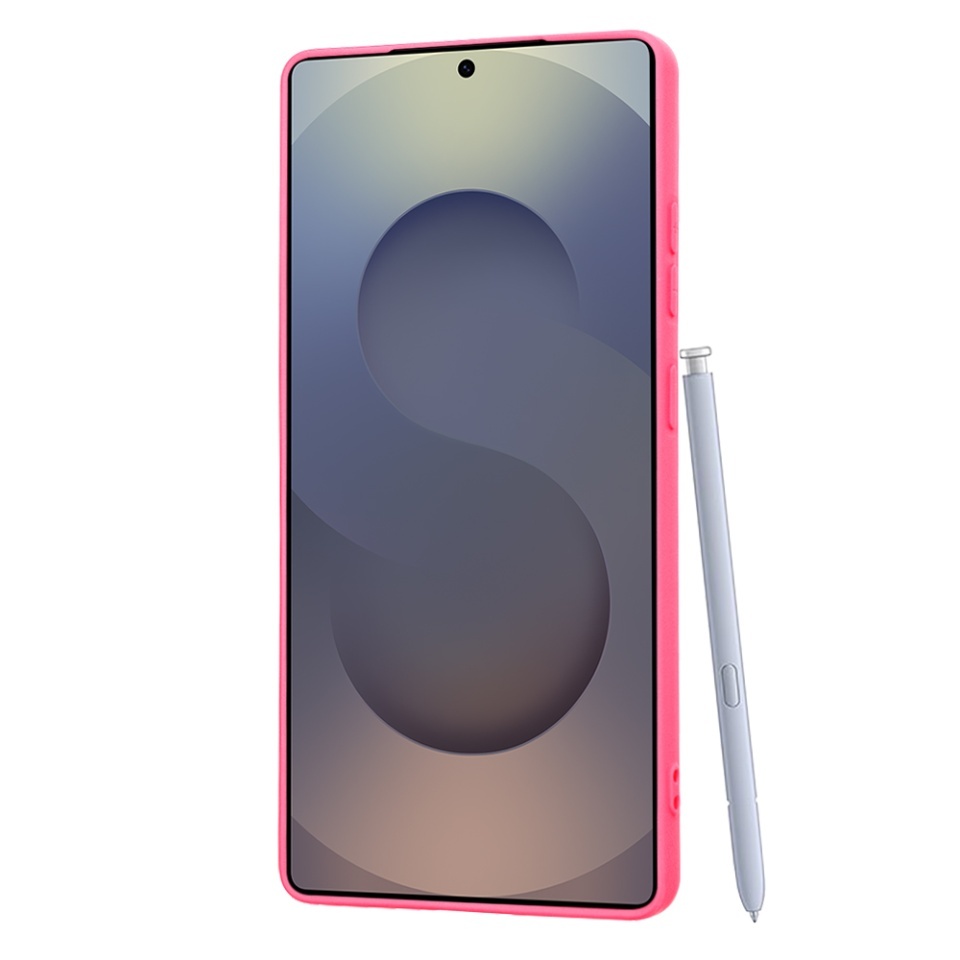 Husa pentru Samsung Galaxy S25 Ultra, SKYDDAR INNOVATION, din Silicon Catifelat, SoftElegance, set cu sticker, Fucsia - 1 | YEO