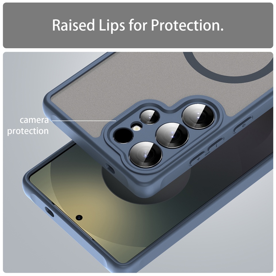 Husa pentru Samsung Galaxy S25 Ultra, SKYDDAR INNOVATION, HaloFrost MagSafe II, Antisoc, set cu sticker, Bleumarin - 7