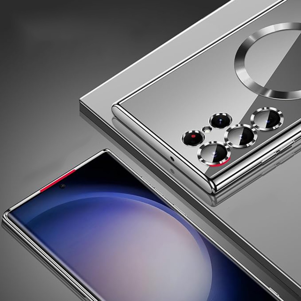 Husa pentru Samsung Galaxy S25 Ultra, SKYDDAR INNOVATION, Luxury Shield Magsafe, Protectie Antisoc, set cu sticker, Rosu - 2 | YEO