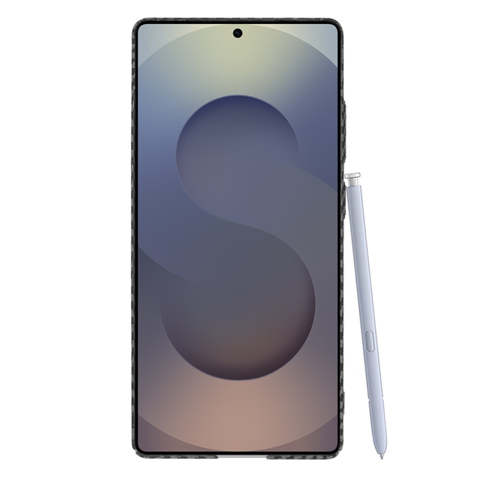 Husa pentru Samsung Galaxy S25 Ultra, SKYDDAR INNOVATION, textura carbon, Carbonite FiberShell, set cu sticker, Negru, - 1 | YEO
