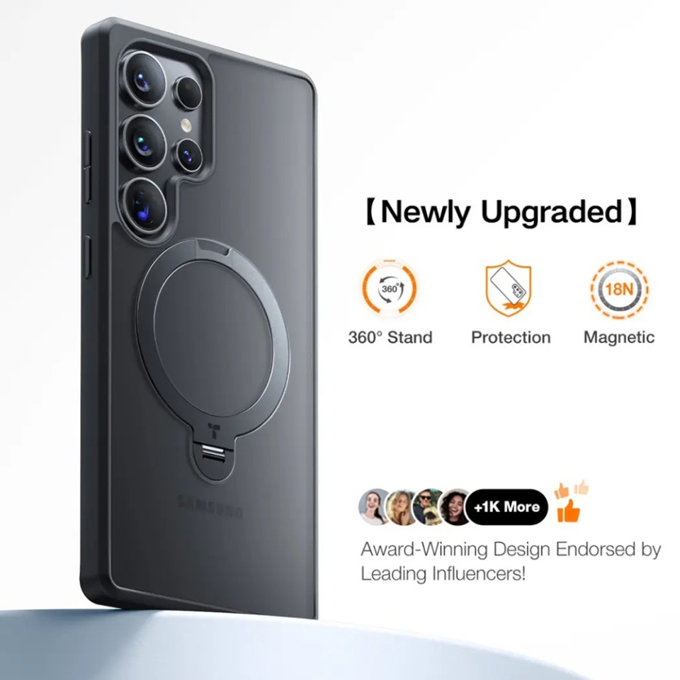 Husa pentru Samsung Galaxy S25 Ultra, Torras Ostand Spin MagSafe, Negru - 5