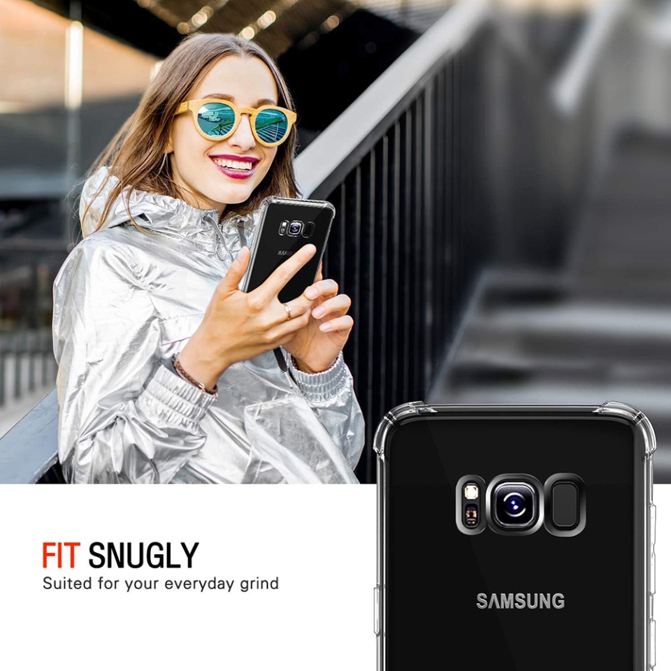 Husa pentru Samsung Galaxy S8 Plus , SKYDDAR INNOVATION, Shockproof Clear din Silicon Slim, Transparenta, set cu sticker - 3 | YEO