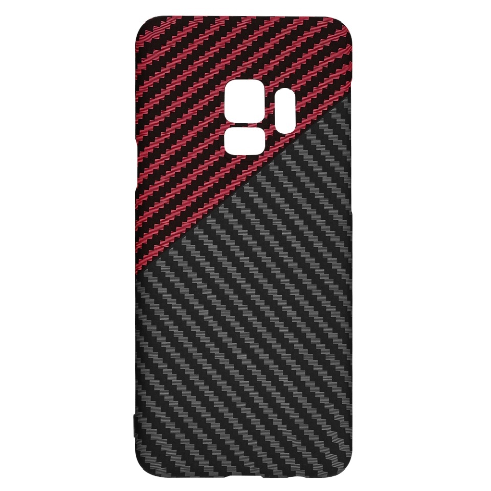 Husa pentru Samsung Galaxy S9, SKYDDAR INNOVATION, textura carbon, Carbonite FiberShell, set cu sticker, Rosu inchis, - 3 | YEO