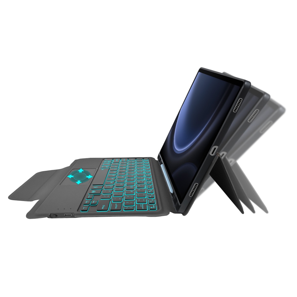 Husa pentru Samsung Galaxy Tab S9 FE Plus cu Tastatura Bluetooth si Protectie 360°, SKDR TabTop Pro - Negru - 2 | YEO