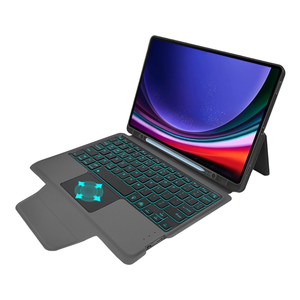 Husa pentru Samsung Galaxy Tab S9 Plus cu Tastatura Bluetooth si Protectie 360°, SKDR TabTop Pro - Negru - 3 | YEO